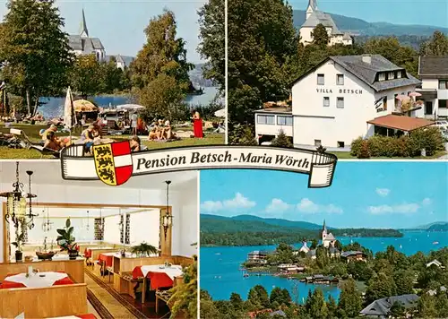 AK / Ansichtskarte  Maria_Woerth_Woerthersee_Kaernten_AT Pension Betsch Strandpartie Gaststube Woertherseepartie