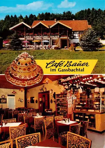 AK / Ansichtskarte  Grasellenbach_Gras-Ellenbach Cafe Bauer im Gassbachtal Gastraum