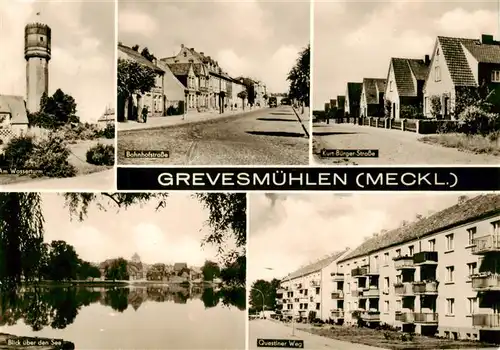 AK / Ansichtskarte  Grevesmuehlen Wasserturm Bahnhofstrasse Kurt Buerger Strasse Seeblick Questiner Weg