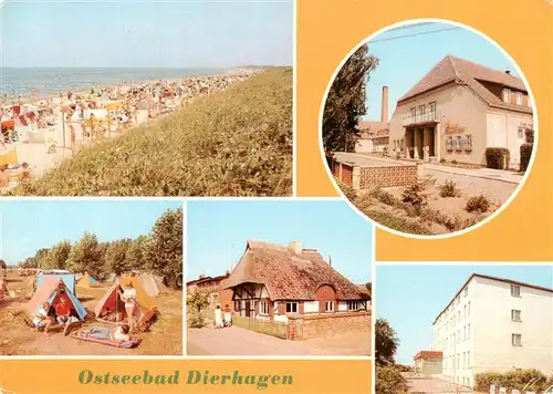 AK / Ansichtskarte 73914388 Dierhagen_Ostseebad Strand FDGB Erholungsheim Ernst Moritz Arndt Campingplatz Buecherei FDGB Erholungsheim Lebensfreude