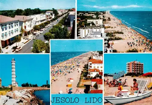 AK / Ansichtskarte 73914441 Jesolo_Lido_IT Strandpartien Leuchtturm Uferstrasse