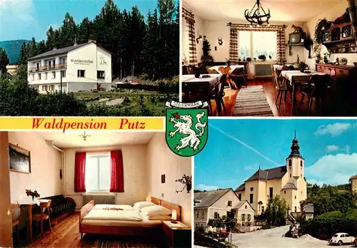 AK / Ansichtskarte  St_Lorenzen_Eibiswald_Steiermark_AT Waldpension Putz Gastraum Zimmer Kirche