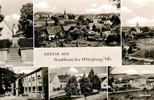 AK / Ansichtskarte  Kirchheim_Unterfranken Statue Panorama Partie Postamt Marienplatz Steinwerk