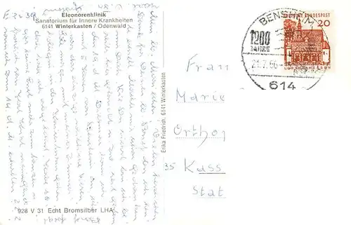 AK / Ansichtskarte  Winterkasten_Lindenfels Eleonoren Klinik Wassertretanlage Kinosaal Unterwassermassagebad Inhalationsraeume Darmbad