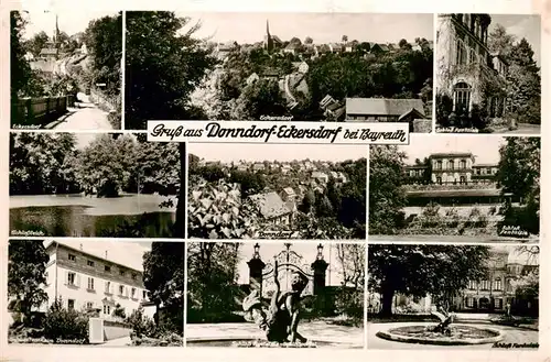 AK / Ansichtskarte  Donndorf_Eckersdorf_Oberfranken Teilansichten Schloss Schlossteich Panorama Schwesternheim Schlossportal Schlosspark