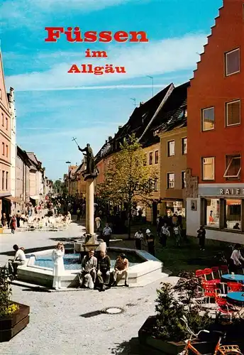 AK / Ansichtskarte 73914647 Fuessen_Allgaeu Fussgaengerzone Reichenstrasse mit Brunnen