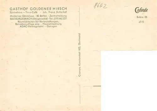 AK / Ansichtskarte 73914669 Burgebrach Goldener Hirsch Gastraeume Bar