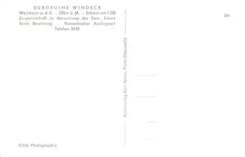 AK / Ansichtskarte  Weinheim_Bergstrasse Fliegeraufnahme mit Burgruine Windeck