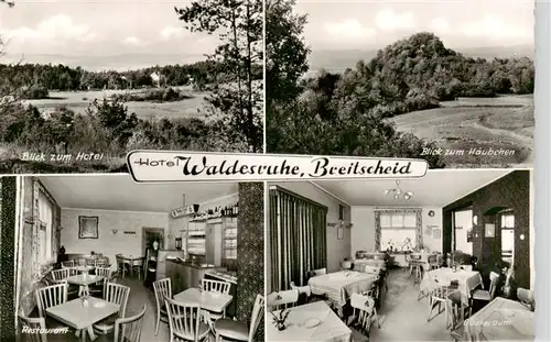 AK / Ansichtskarte  Breitscheid_Neuwied Hotel Waldesruhe Asmuth Blick zum Haeubchen Restaurant Gaesteraum