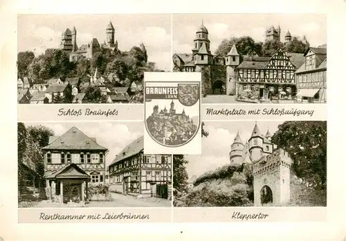 AK / Ansichtskarte 73914862 Braunfels Schloss Braunfels Marktplatz mit Schlossaufgang Rentkammer mit Leierbrunnen Kleppertor