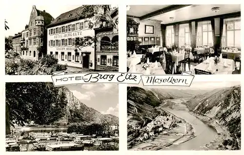 AK / Ansichtskarte 73914927 Moselkern Hotel Burg Eltz Gastraum Freiterrasse Fliegeraufnahme