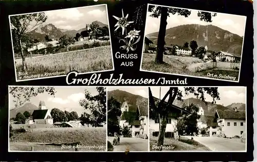 AK / Ansichtskarte 73914948 Grossholzhausen Heuberg und Kranzhorn Ort mit Sulzberg Kaisergebirge Dorfmotiv