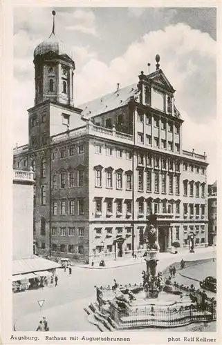 AK / Ansichtskarte  Augsburg Rathaus mit Augustusbrunnen