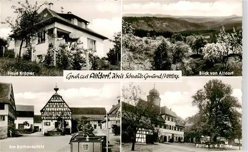 AK / Ansichtskarte  Alfdorf_BW Haus Kraemer Panorama Am Rathausplatz Partie an der Kirche