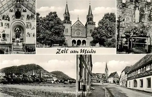AK / Ansichtskarte 73914974 Zeil_Main Kaeppele Inneres Kirche Grotte Stadtbild Marktplatz