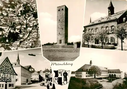 AK / Ansichtskarte  Muenchberg__Oberfranken Fliegeraufnahme Turm Ortsansichten Kloster