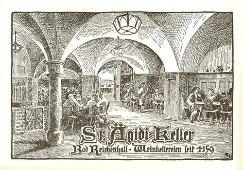 AK / Ansichtskarte 73915037 Bad_Reichenhall St aegidi Keller Weinkellereien Zeichnung