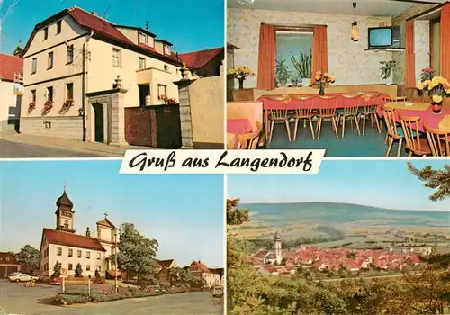 AK / Ansichtskarte  Langendorf_Unterfranken Gasthaus zum Adler Gastraum Panorama Kirche