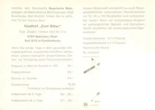 AK / Ansichtskarte 73915067 Speicherz_Rhoen_Motten_Bayern Gasthof Zum Biber Gastraum Weinkeller Autobahnbruecke