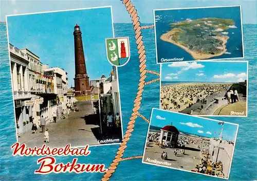 AK / Ansichtskarte  Borkum_Nordseebad Leuchtturm Fliegeraufnahme Strand Musikpavillon