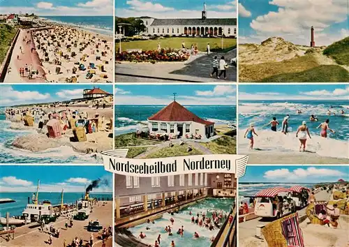 AK / Ansichtskarte 73915108 Norderney_Nordseebad Strandpartien Leuchtturm Gasthaus Promenade Wellenbad Restaurant
