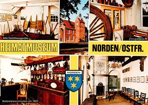 AK / Ansichtskarte 73915110 Norden_Ostfriesland Heimatmuseum Alte Deichbaugeraete Zinngiesserei Kolonialwarenladen um 1850 Diele