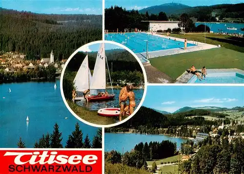 AK / Ansichtskarte  Titisee Panorama Segeln Freibad Seepartie