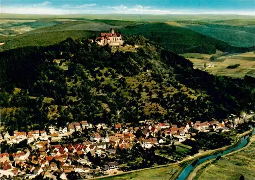 AK / Ansichtskarte  Breuberg_Odenwald Blick auf Stadtteil Neustadt und Burg Breuberg Fliegeraufnahme