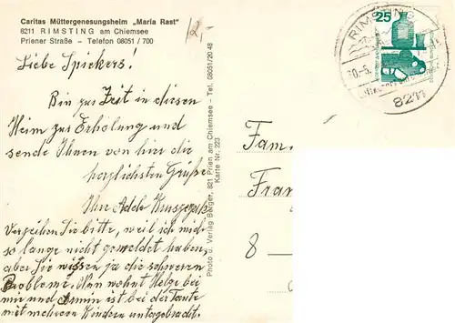 AK / Ansichtskarte  Rimsting Caritas Muettergenesungsheim Maria Rast