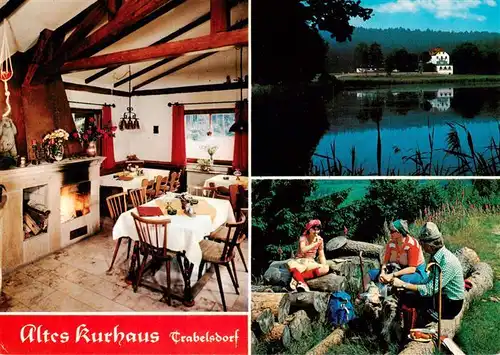 AK / Ansichtskarte 73915247 Trabelsdorf Altes Kurhaus Gaststaette Gaststube Seepartie Grillen
