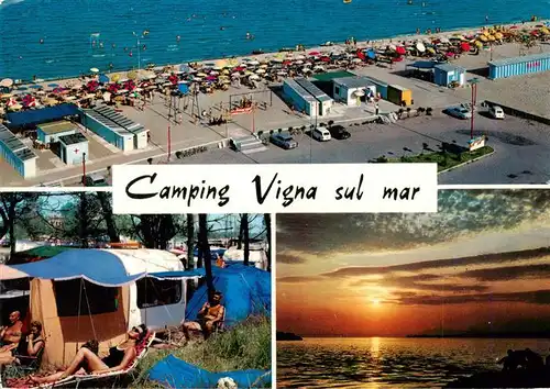 AK / Ansichtskarte 73915392 Vigna-sul-Mar_Lido_della_Nazioni_Comacchio_IT Camping Vigna sul mar Fliegeraufnahme Sonnenuntergang