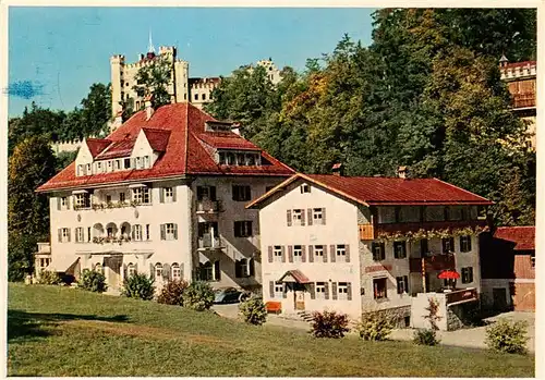 AK / Ansichtskarte  Hohenschwangau_Bayern Hotel Mueller mit Schloss Hohenschwangau