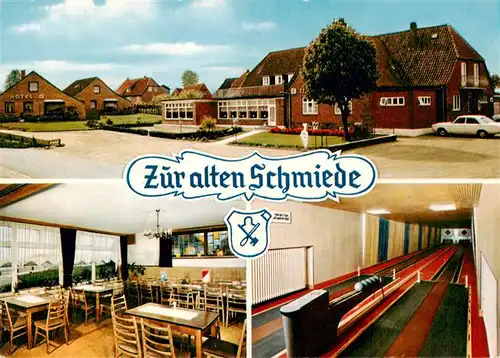 AK / Ansichtskarte 73915429 Schmiedendorf Hotel Restaurant Zur alten Schmiede Gastraum Kegelbahn
