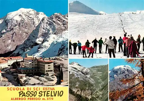 AK / Ansichtskarte  Stilfserjoch_2750m_Passo_dello_Stelvio_IT Scuola di Sci Estiva Albergo Perego