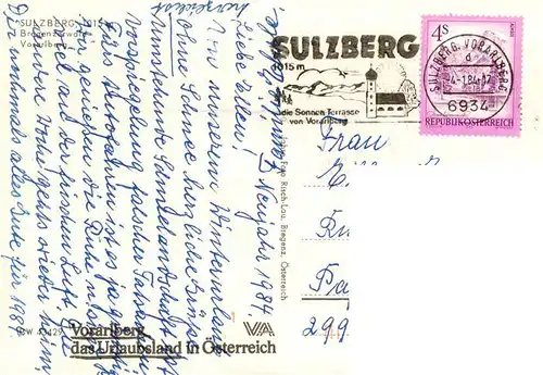 AK / Ansichtskarte  Sulzberg_Vorarlberg_AT Fliegeraufnahme