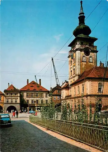 AK / Ansichtskarte 73915502 Zatec_Saaz_CZ Namesti VRSR s radnici