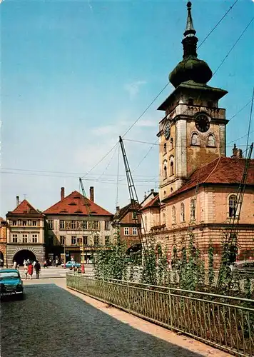 AK / Ansichtskarte 73915503 Zatec_Saaz_CZ Namesti VRSR s radnici