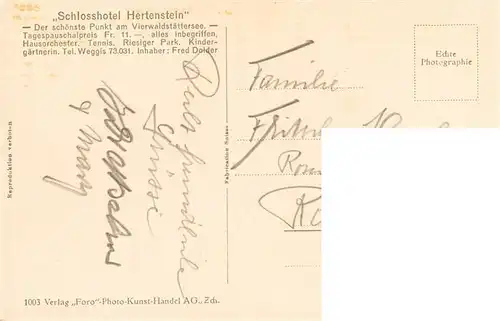 AK / Ansichtskarte  Weggis_Vierwaldstaettersee Schlosshotel Hertenstein am Vierwaldstaettersee