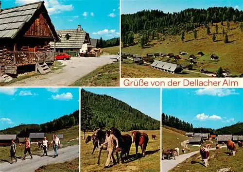 AK / Ansichtskarte 73915610 Dellacheralm_1365m_Hermagor_Kaernten_AT Dorfmotiv Panorama Wandern Pferde Kuehe
