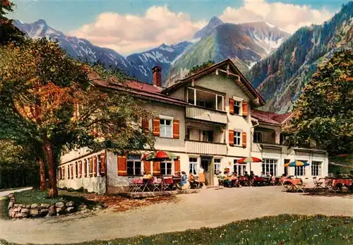 AK / Ansichtskarte 73915617 Oberstdorf Berggasthof Spielmannsau mit Kratzer und Trettlachspitze