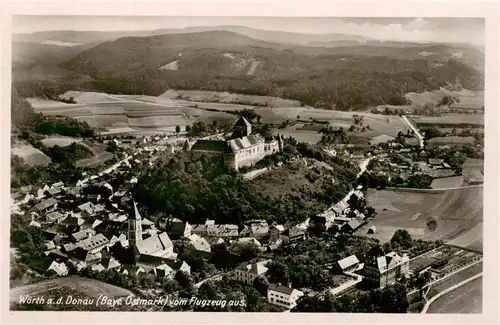 AK / Ansichtskarte  Woerth_Donau Fliegeraufnahme mit Schloss