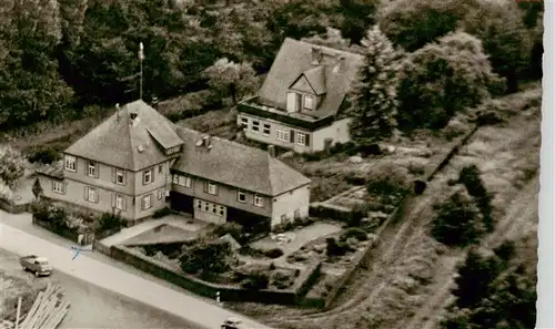 AK / Ansichtskarte  Laubach_Hessen Gasthaus Pension Schmidt Fliegeraufnahme