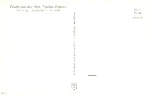 AK / Ansichtskarte  Wuerzburg_Bayern Hotel Pension Groene Schloss Park