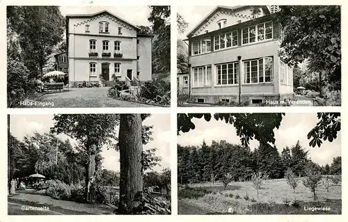 AK / Ansichtskarte 73915745 Laggenbeck_Ibbenbueren Haus Eingang Haus mit Veranden Gartenseite Liegewiese