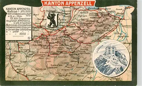 AK / Ansichtskarte  Appenzell_IR Gebietskarte Saentis