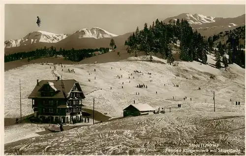 AK / Ansichtskarte  Stoos_SZ Pension Klingenstock mit Skigelaende