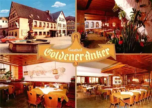 AK / Ansichtskarte  Kasendorf_Oberfranken Hotel Gasthof Goldener Anker Gastraeume Brunnen