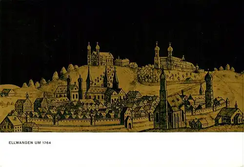 AK / Ansichtskarte 73916025 Ellwangen_Jagst Schlossmuseum Ellwangen Ansicht der Stadt um 1764