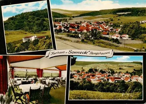 AK / Ansichtskarte 73916062 Rengshausen_Beisetal_Hessen Kurhaus Sonneck Gastraum Panorama