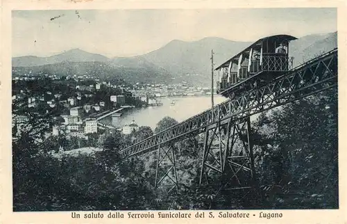 AK / Ansichtskarte  Lugano_Lago_di_Lugano_TI Ferrovia Funicolare del San Salvatore